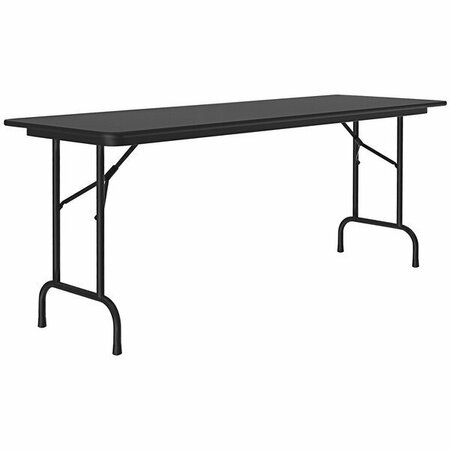 CORRELL 24'' x 72'' Black Granite Thermal-Fused Laminate Top Folding Table with Black Frame 384BF2472TFB